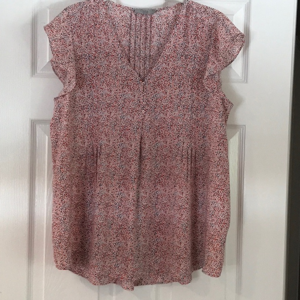 Dalia Pink and Black Ruffle Sleeve Blouse